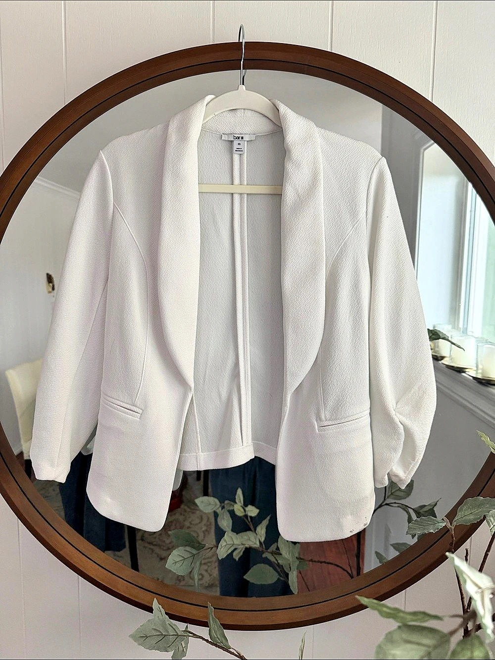 bar III Textured Blazer in White Size XS